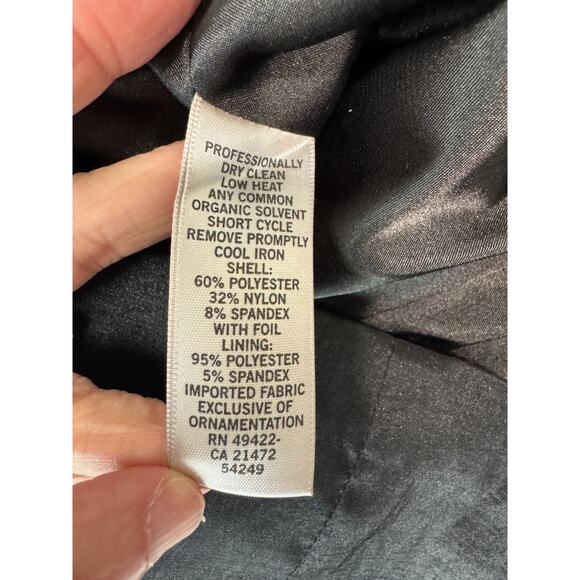 Vintage Cache Black Strapless Mini Dress Gold Floral Detail Party Cocktail Sz 4 - Picture 9 of 9